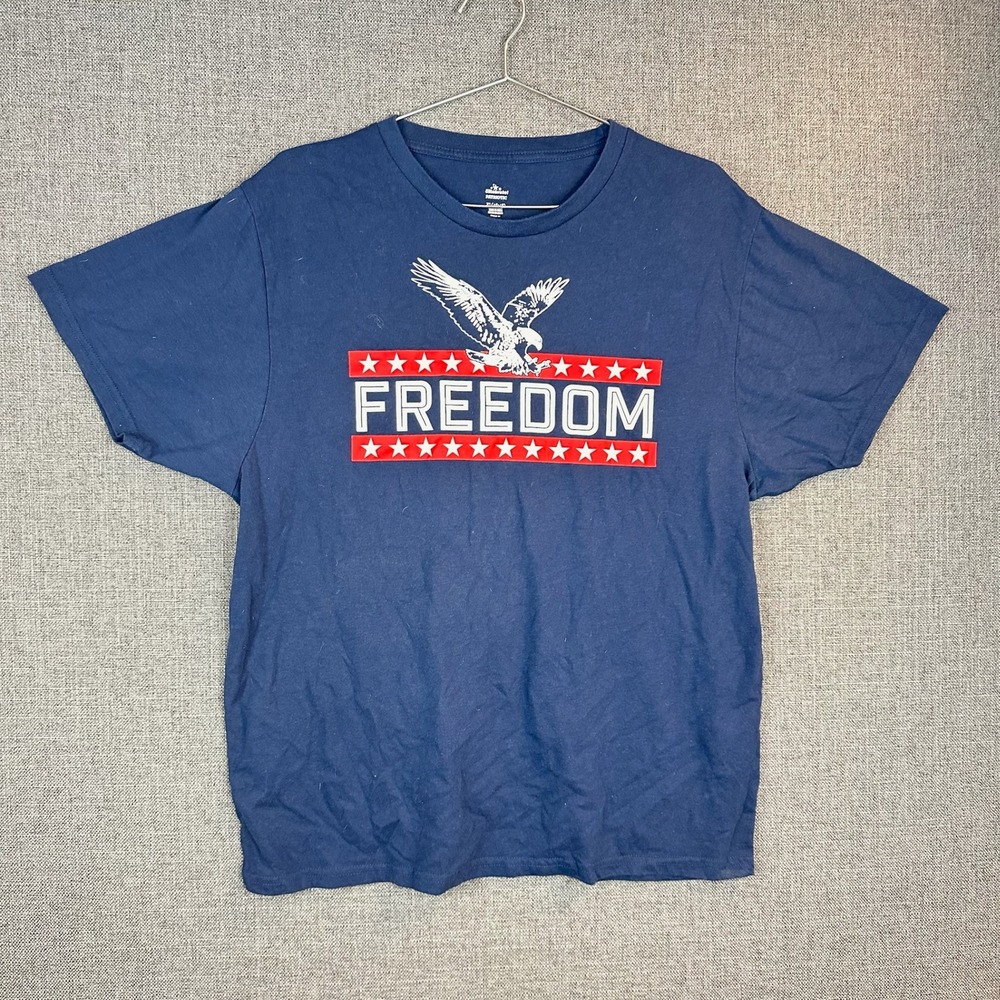 Freedom Eagle Graphic Print T Shirt Patriotic Americana USA Red White Blue